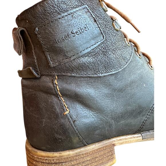 Josef Seibel Lace‑Up Granny Boots SZ 6.5 Leather Ankle Boho Packer Distressed - Picture 6 of 9